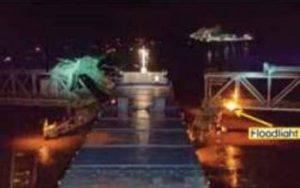 Vessel crashes into closed bascule bridge