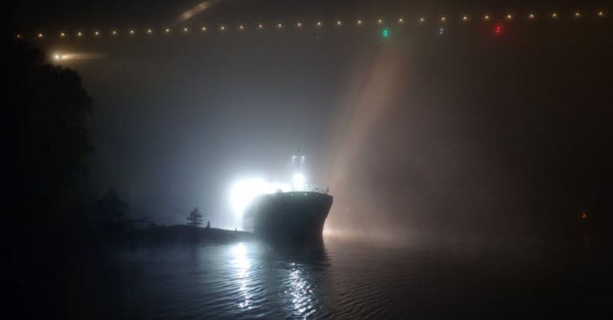 Grounded ship