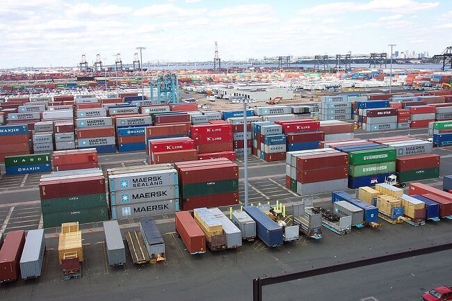 shipping containers at port