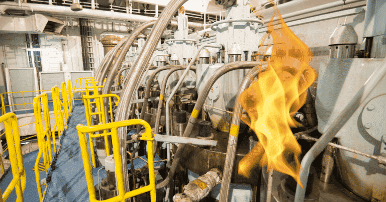 Hydraulic Oil Leak Starts Fire in Engine Room