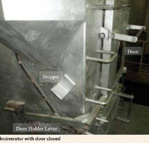 Incinerator with door closed