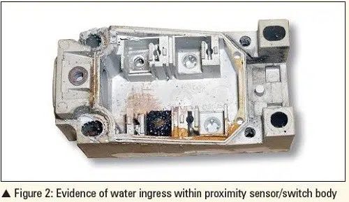 water ingress within proximity sensor