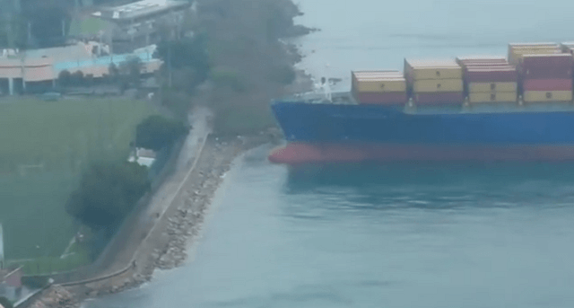 Watch: Huge Container Ship ‘Hansa Constitution’ Runs Aground In Hong Kong