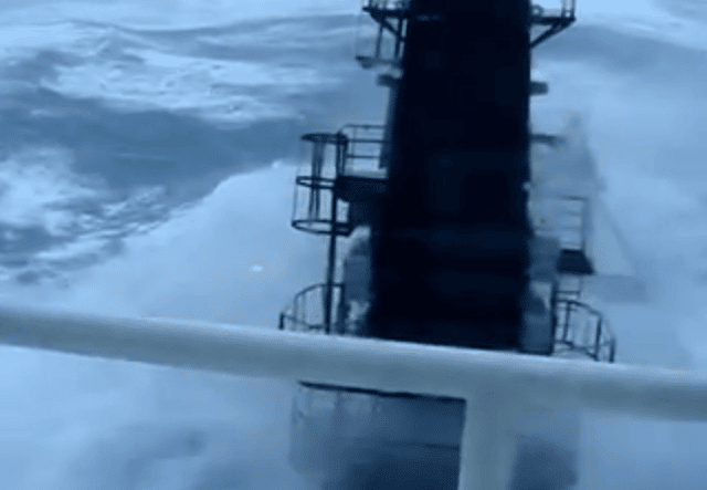Raw Video: Ship Caught in Storm, Extreme Listing