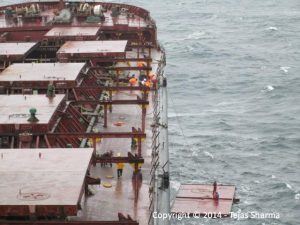 Recovery Operation of Ship's Hatch Cover Gone Overboard During Rough Sea