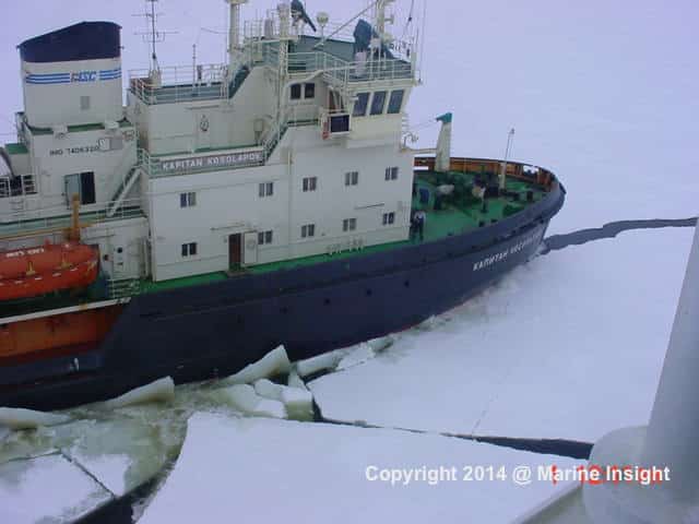 Ship in cold weather
