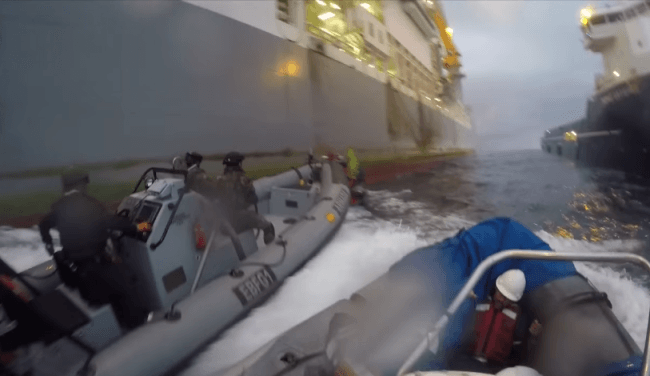 Shocking Video: Spanish Navy Rams Greenpeace Boats, Knocks Activist Overboard