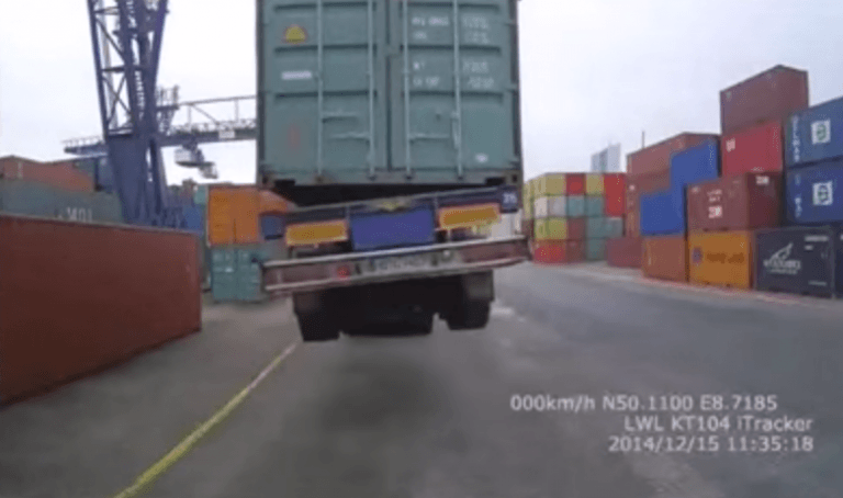 Watch: Crane Lifts Truck Along With the Container