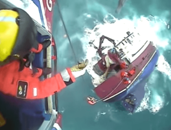 Watch: Dramatic Video Of Crewmen Rescued From Sinking Fishing Vessel