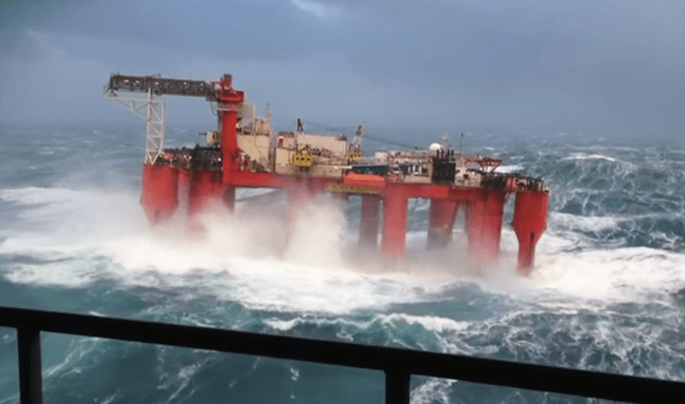 Watch: Terrifying Footage Of North Sea Oil Rig Swaying In Massive Storm