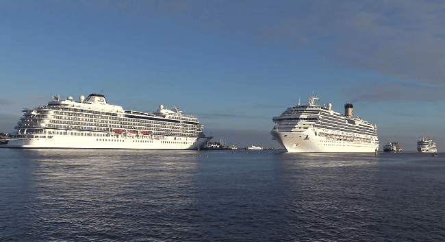 Watch: Parade of 3 Cruise Ships