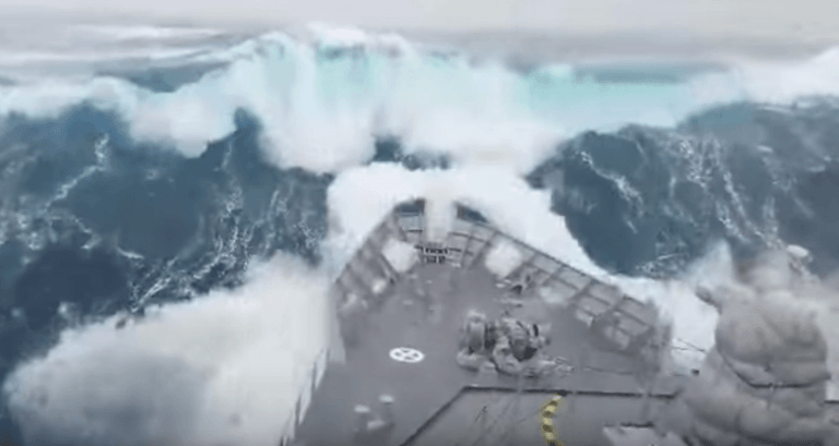 Watch: Navy Vessel In Storm, Smashing Through Waves In Southern Ocean