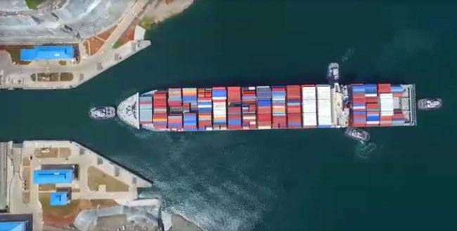 Watch: Aerial View Of Container Ship Entering New Panama Canal Locks