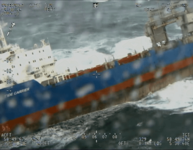 Watch: Barge Carrier Towed To Safety After Drifting Close To Shore Off Norway