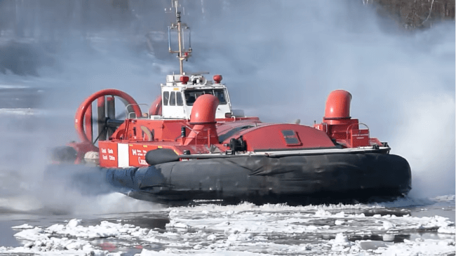 Watch: Canadian Coast Guard’s Hovercraft Breaking Up River Ice