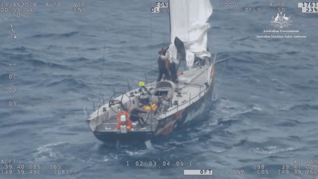 Watch: AMSA Rescues Damaged Yacht Crew 150KM East Flinders Island, Bass Strait