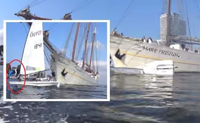 Watch: Small Sailing Dinghy Hit By A Tall Ship