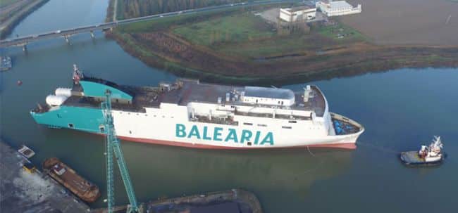 Baleària sets afloat the 'Marie Curie', the second of its 'LNG ferries' under construction