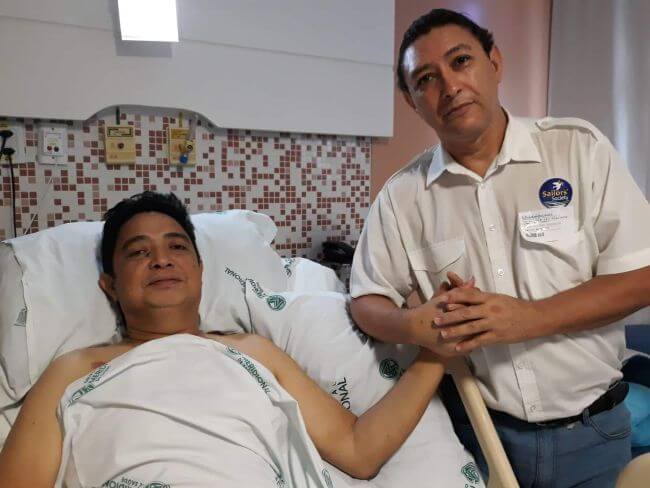 Seafarer Adriano Gicos is recovering in hospital with support from Sailors’ Society port chaplain Ailton De Souza