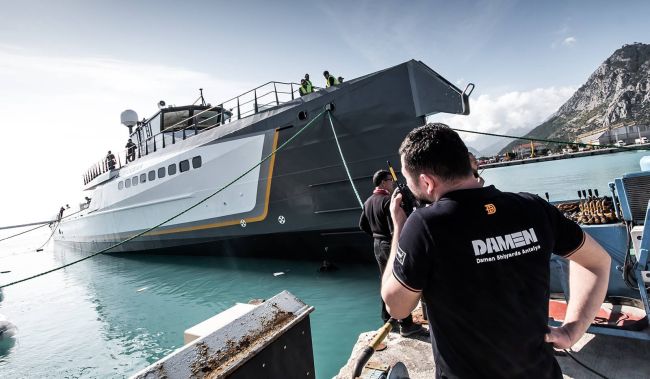 Photos: Damen Launches New 55-Meter Yacht Support Vessel ‘Blue Ocean’