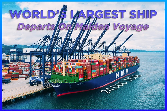 World’s Largest Ship Departs On Maiden Voyage With Record 19,621 TEUs