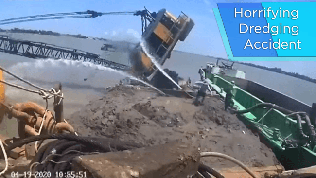 Watch: Dramatic Dredging Accident, Operator Jumps Out At Last Minute