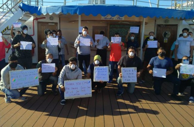 Stranded Indian Seafarers Protest On Marella Discovery
