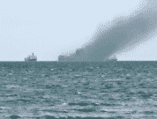 Raw Video Cargo Ship Catches Fire in Indonesia, Cause Unknown