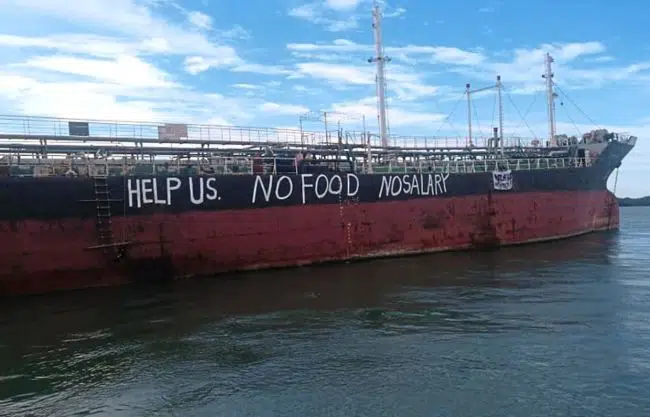 Abandoned By Owners, Crew Puts Sign On Ship’s Hull “HELP US. NO FOOD. NO SALARY”