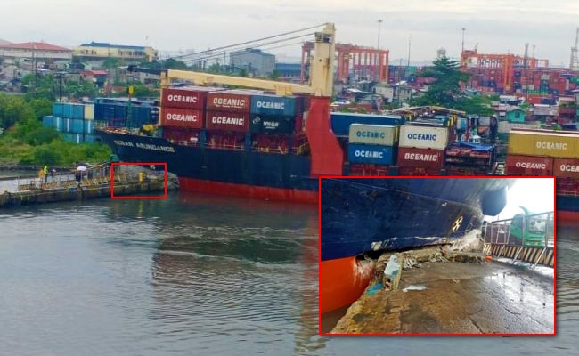 Photos: Cargo Vessel ‘MV Ocean Abundance’ Rams Into Pier In Manila Harbor