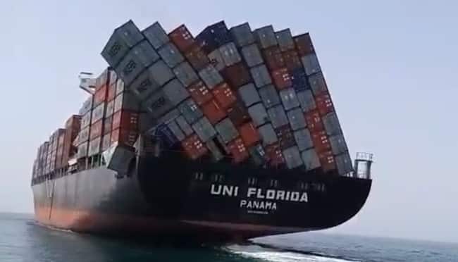 Watch: Vessel UNI Florida Arrives In UAE With Toppled Containers