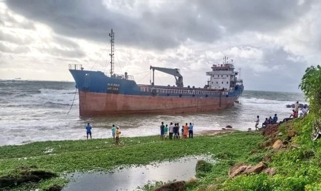 Bangladeshi Merchant Ship Runs Aground On Vizag Beach