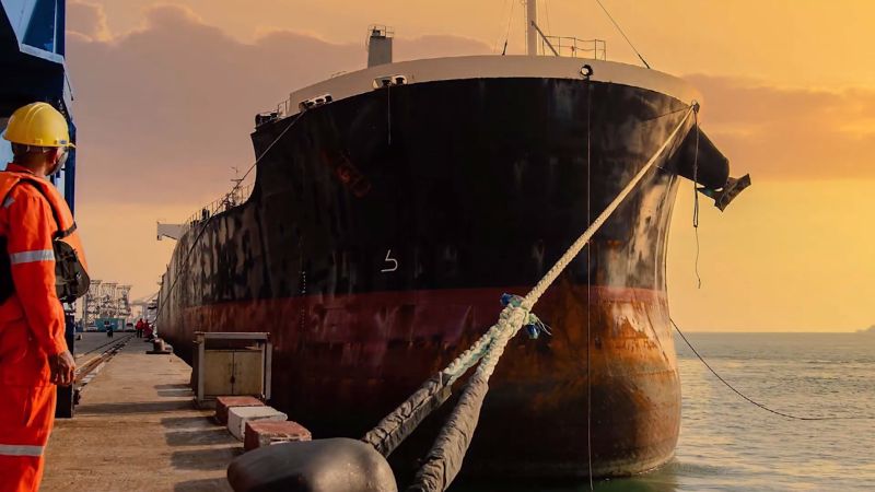 Ship docked representation
