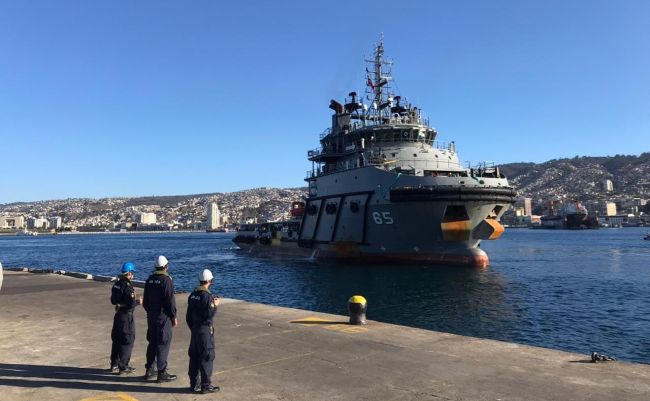 Chilean Navy Ship Janequeo, Built By Indian Company Larsen And Toubro Ltd., Sails Into Valparaíso Harbour