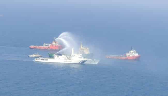 Offshore supply vessel on fire