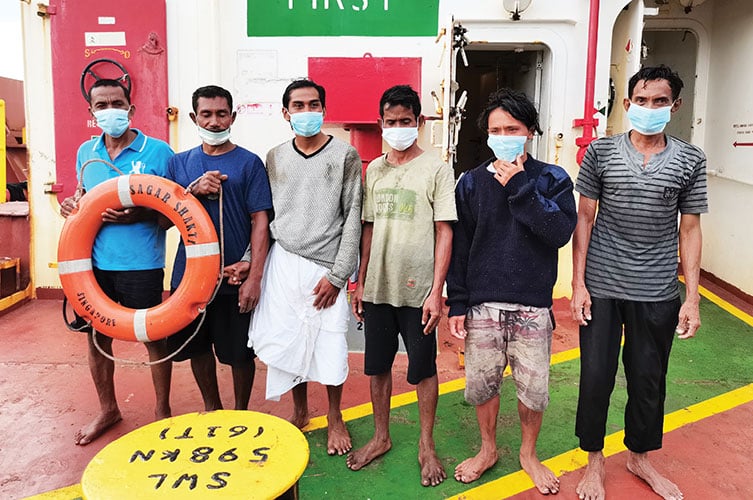 The Indonesian castaways rescued and returned home by Tata NYK Vessel MV Sagar Shakti
