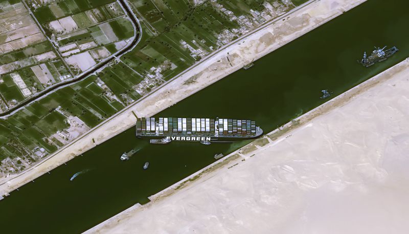 Evergreen Lines Ever Given Grounded In Suez Canal - Airbus Space