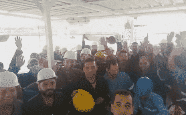 Suez Canal Workers Celebrate Refloating of Ever Given