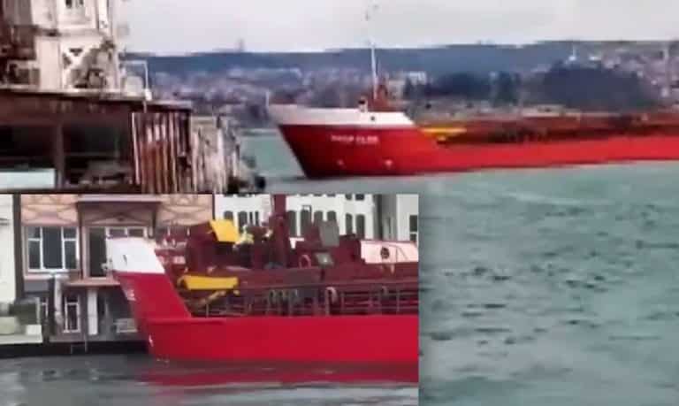 Video: Cargo Ship Nearly Crashes Into Bosphorus Waterfront Mansion