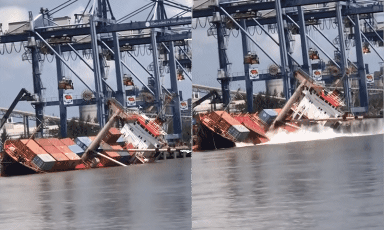 Watch: Capsized Container Ship Loses Containers During Rescue