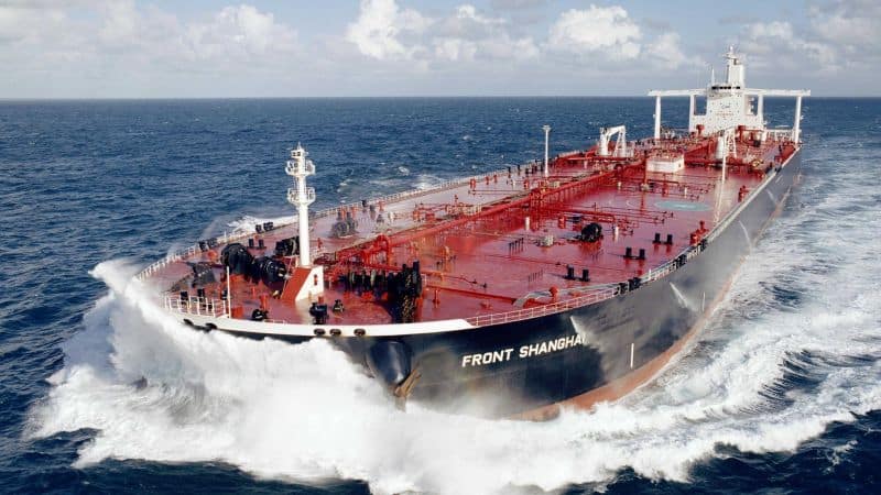 An undated handout photo, provided to the media on Wednesday, Jan. 7, 2009, shows a supertanker called 'Front Shanghai', which is a Frontline Ltd., vessel. Oil traders are seeking as many as 10 supertankers to store crude, potentially taking the amount hoarded at sea to almost five days of European Union demand, according to Frontline Ltd., the largest owner of the vessels. Source: Frontline Ltd., via Bloomberg News EDITOR'S NOTE: NO SALES