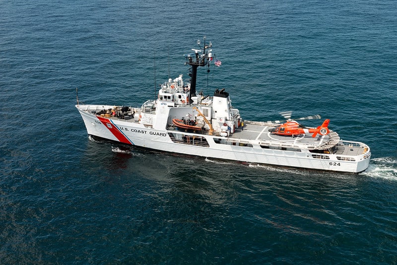 The US Coast Guard Cutter Dauntless during a training exercise in the Gulf of Mexico, June 10, 2016. Credit - USCG