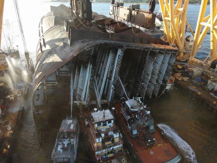 Photos: Post-Fire Assessments On MV Golden Ray Wreck Begins