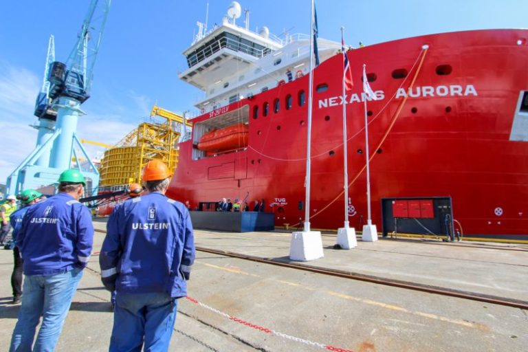 Ulstein Verft Holds Naming Ceremony For Cable Laying Vessel ’Nexans Aurora’