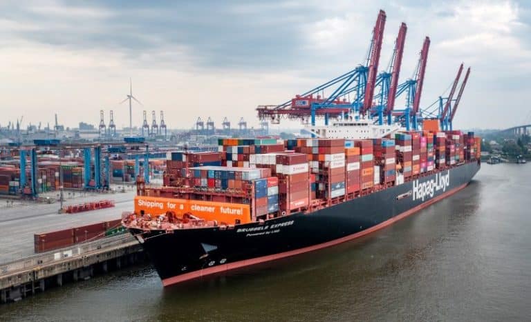 Photos: World’s First Large Container Ship Converted To LNG Arrives In Hamburg