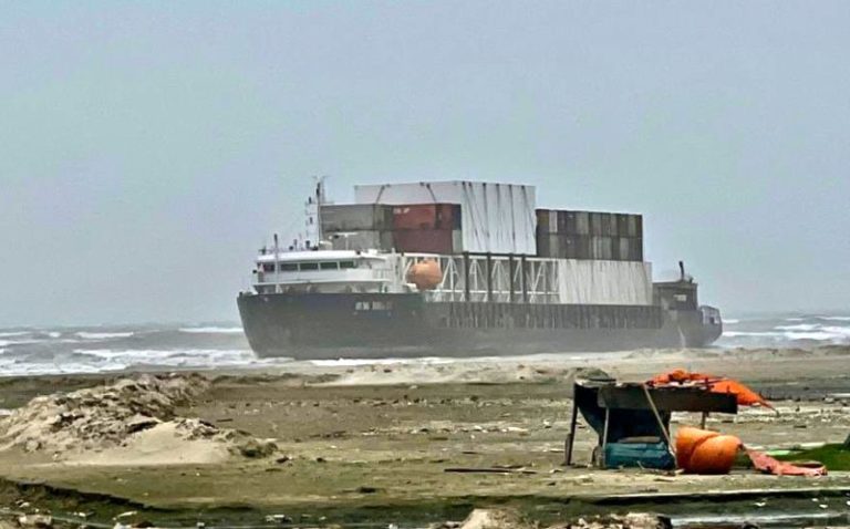 Cargo Vessel Beached In Karachi Due To Harsh Weather, Stuck After Losing Anchors