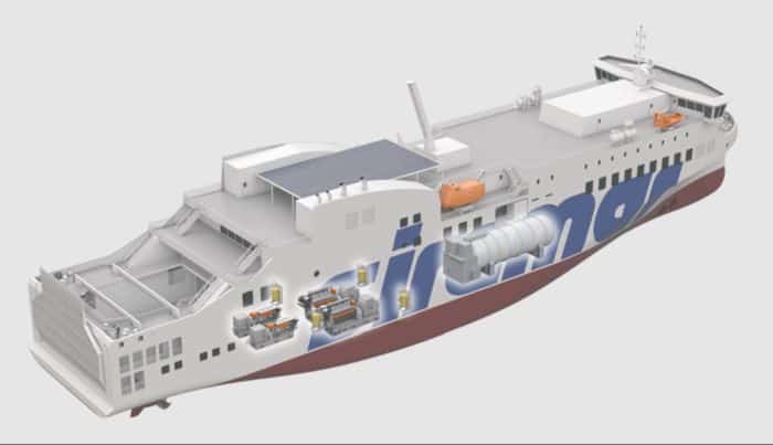 new ferry showing the layout for where the Wärtsilä engines will be installed. © Pictures courtesy of NAOS