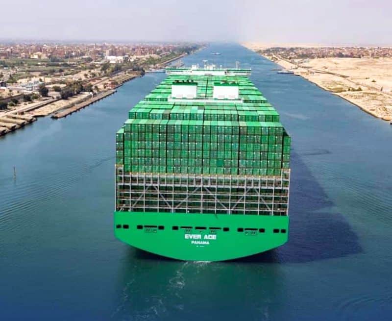 Evergreen's Ever Ace Successfully Transits Suez Canal - back shot