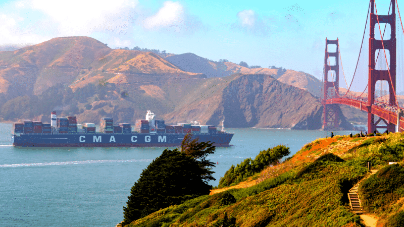 CMA CGM crossing Golden Gate Bridge