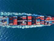 Container ship - top view - representation